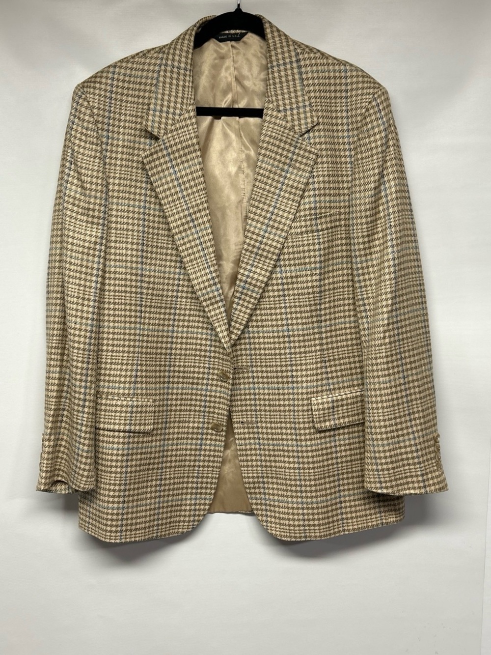 Classic Houndstooth Blazer in Beige and Brown